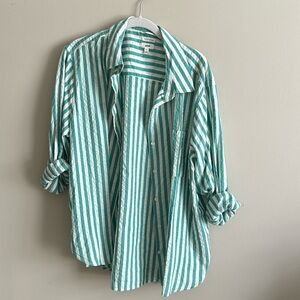 Aerie Green and White Stripe Button Down Shirt